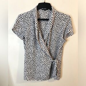 Adrianna Papell Polka Dot Wrap Top size medium